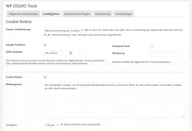 Cookie-Hinweis mittels WP DSGVO Tools Plugin Cookie-Hinweis einbinden mit dem WP DSGVO Tools Plugin