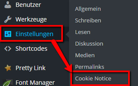 Cookie_Hinweis_Plugin_Cookie_Notice Cookie-Plugin Einstellungen vornehmen