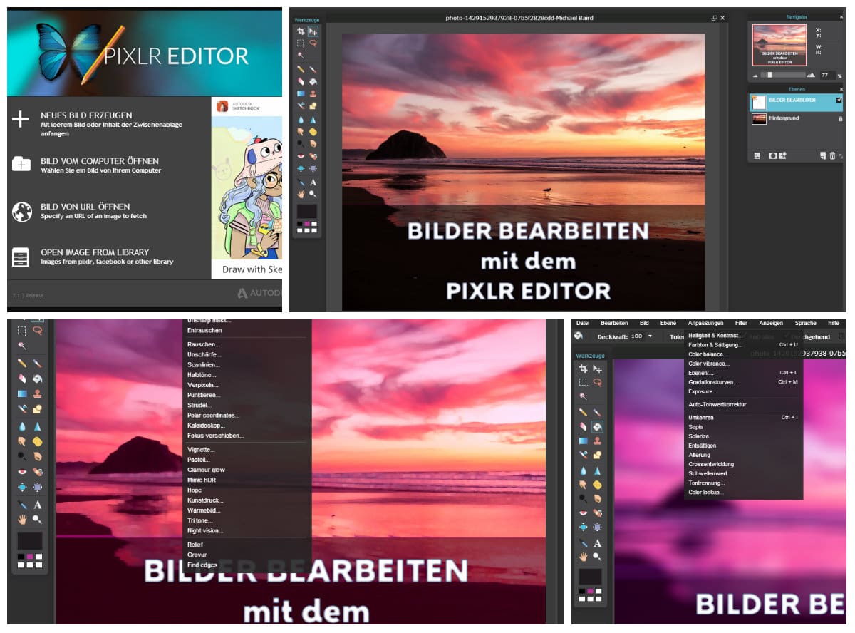 Bilder bearbeiten mit dem PIXLR Editor als kostenlose Photoshop-Alternative