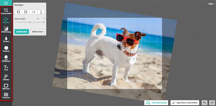 Kostenlose Fotobearbeitung mit Editor-Pho-to - Funktionen: zuschneiden, drehen, Größe ändern