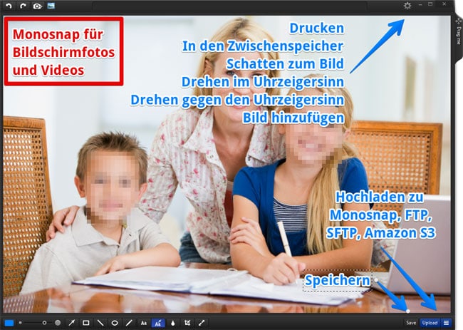 Bildschirm aufnehmen mit Monosnap -Optionen zum Speichern, Drucken und Hochladen Bildschirm aufnehmen mit Monosnap -Optionen zum Speichern, Drucken und Hochladen der Bildschirmfotos bzw. Screenshots