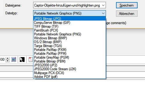 Screenshot Captor-Speichern der Bildschirmfotos Screenshot Captor-Speicheroptionen der Bildschirmfotos