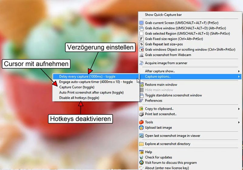 Screenshot-Tools Bildschirmaufnahmen mit Verzögerung Screenshot Captor - Bildschirmfotos mit Verzögerung