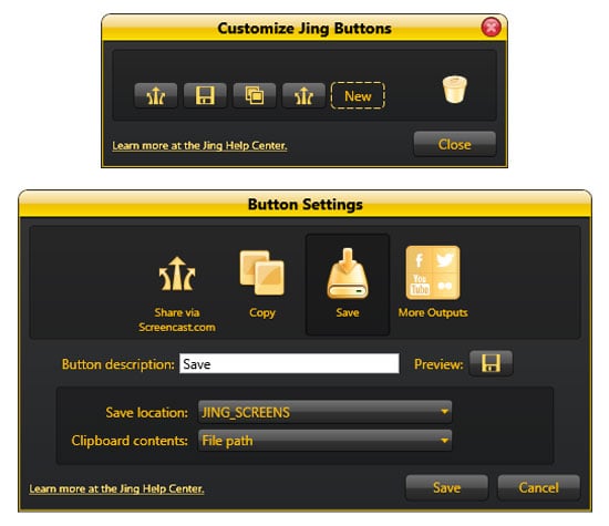 jing-Screenshot-Tool Jing-Screenshot-Tool - Einstellungen zum Teilen der Bilder & Videos