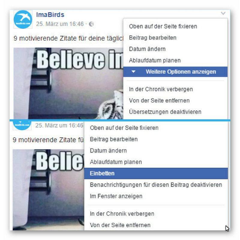 Facebook-Slideshow einbetten oder teilen