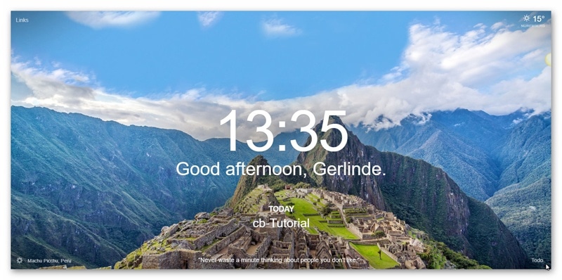 Momentum-Beispiel7 Momentum Chrome-Erweiterung Tagesbild-Beispiel7