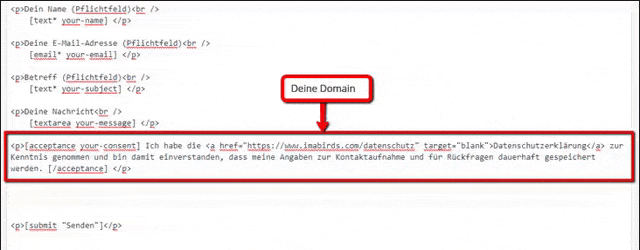 Acceptance-Checkbox dem Kontakt-Formular hinzufügen