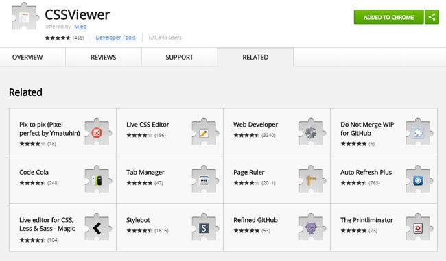 CSSViewer Google Chrome Erweiterung CSSViewer