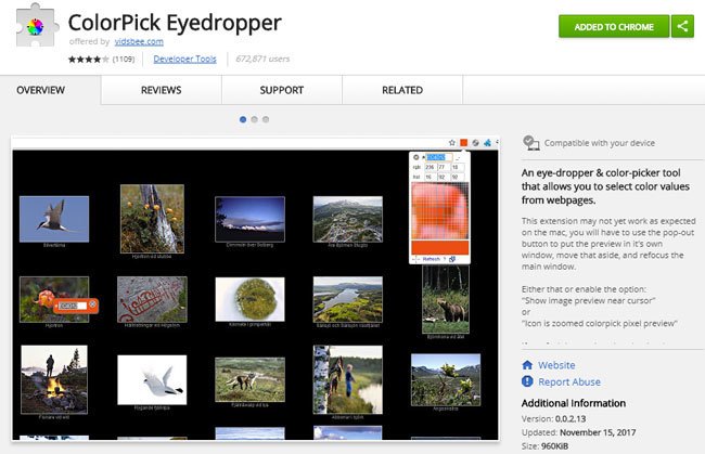 ColorPick Eyedropper Google Chrome Erweiterung