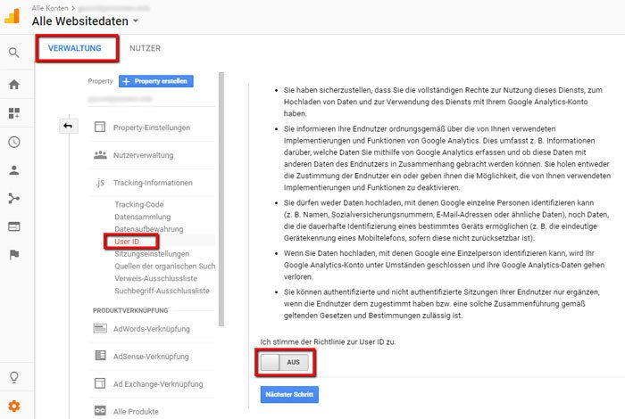 So stellst du die User ID-Funktion in Google Analytics aus
