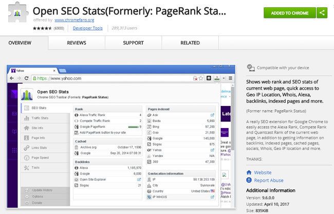 Open SEO Stats Google Chrome Erweiterung Open SEO Stats