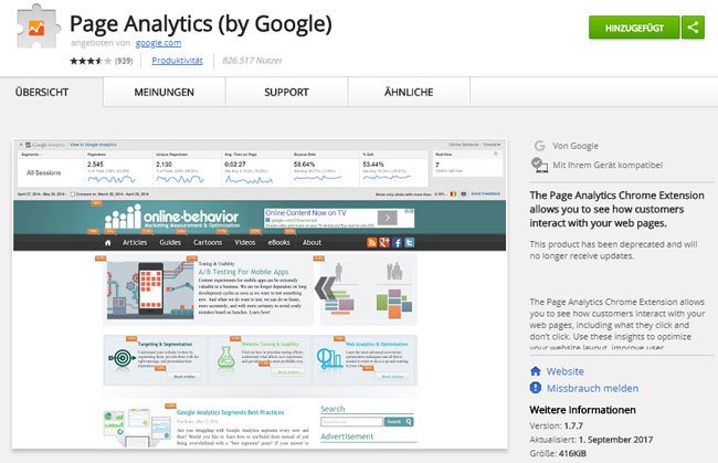 Page Analytics (by Google) . Chrome Erweiterung