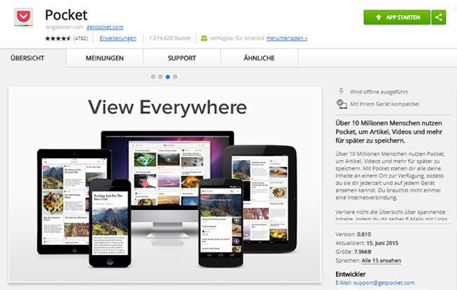 Pocket - Chrome Erweiterung Pocket - Google Chrome Erweiterung