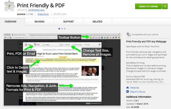 Print Friendly & PDF - Google Chrome Erweiterung