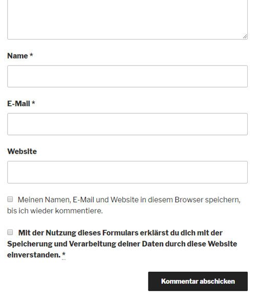 Checkbox für Kommentare mit dem WP_GDPR_Compliance Plugin