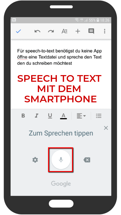 Nutze Speech-to-Text, um mit dem Smartphone Texte zu verfassen